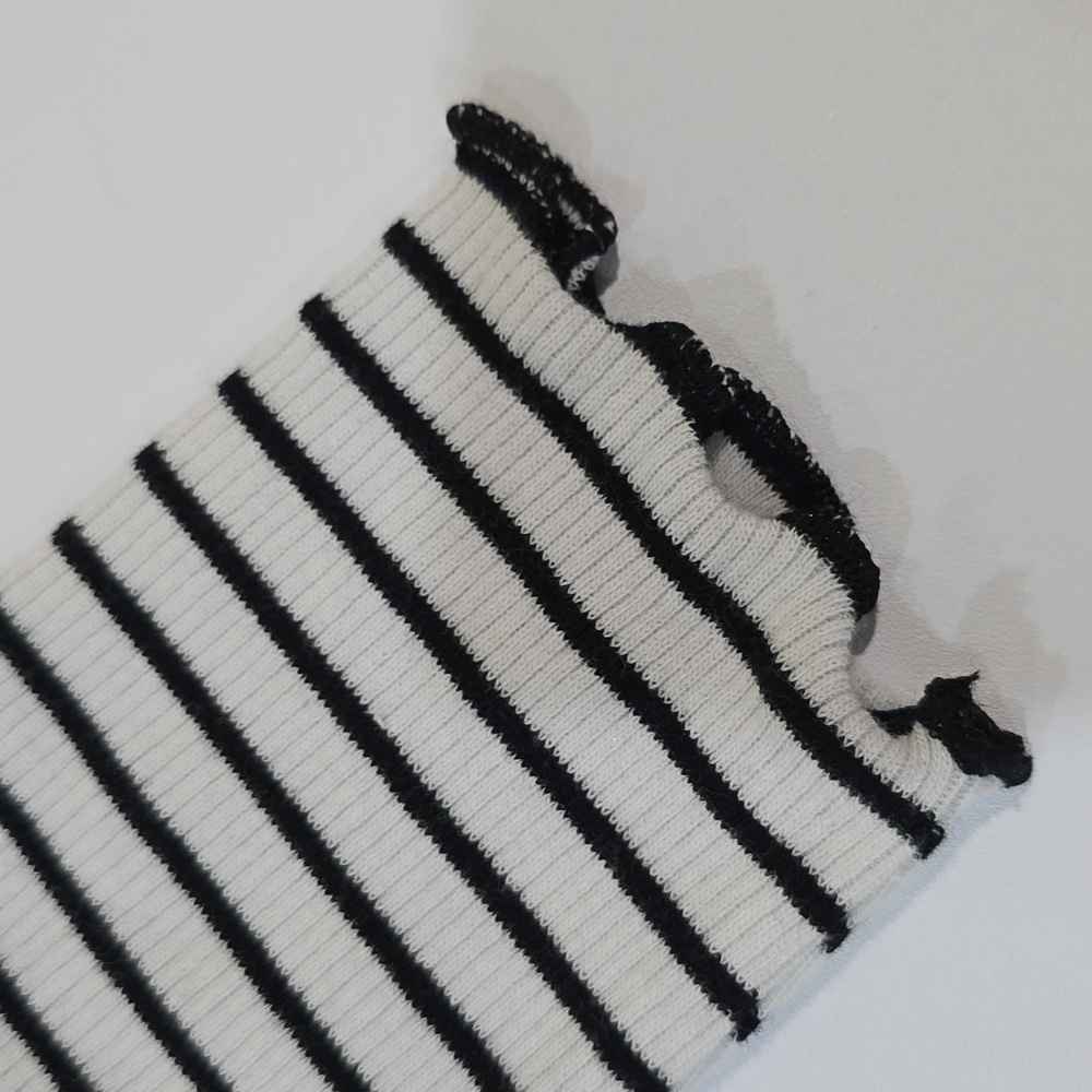 3/$15 Cat & Jack - Girls' Black/White Stripe Ribbed Long Sleeve Top - Picture 4 of 7